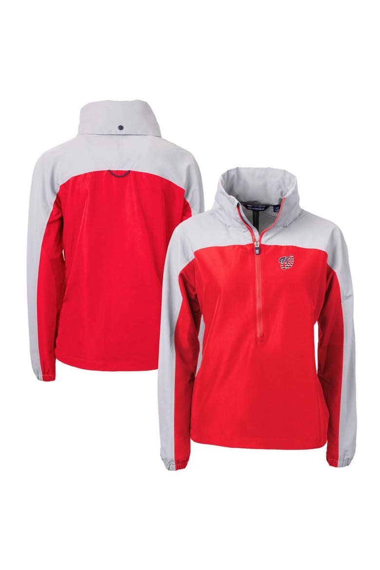 Women's Cutter & Buck Red/Gray Washington Nationals Charter Eco Recycled Anorak Jacket, Main, color, Red