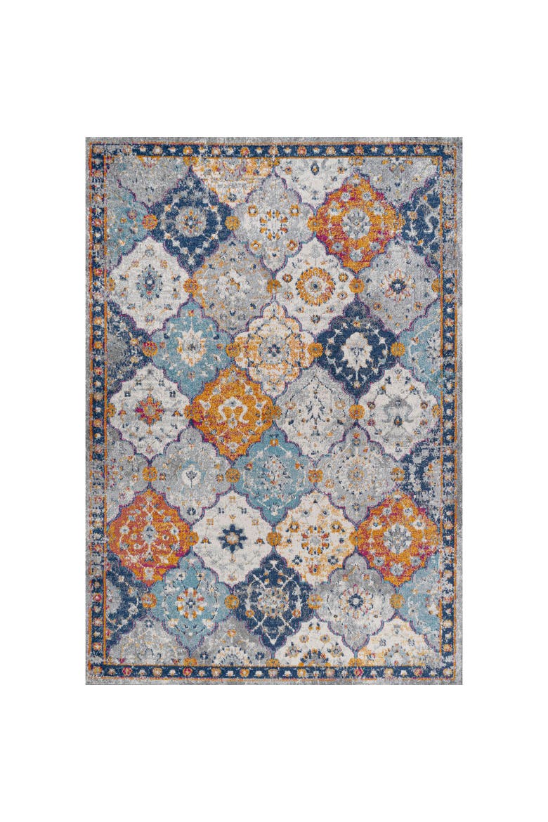 Kirman Bohemian Medallion Area Rug, Main, color, Light Gray/Blue/Orange