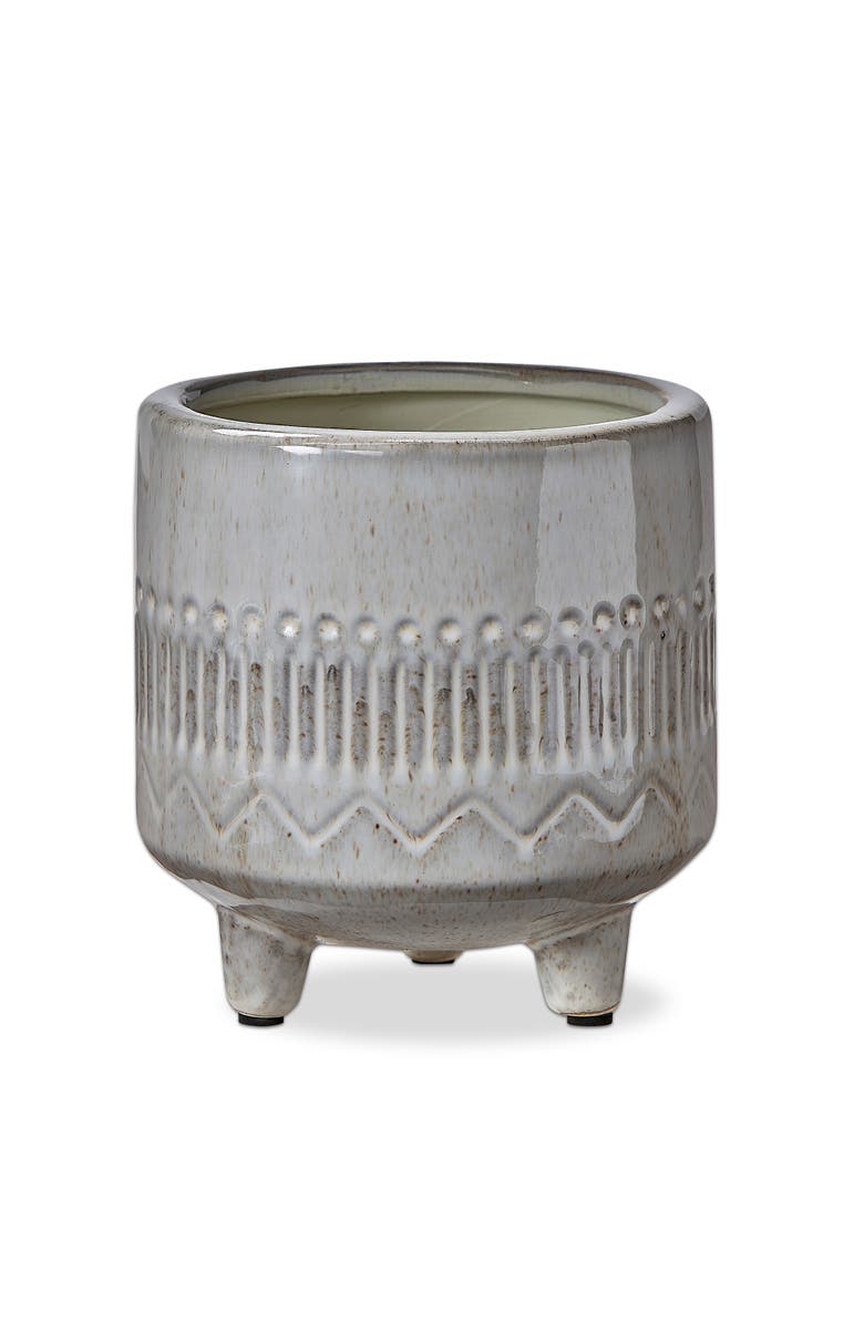 tag Olema Carved Grey Glazed Terracotta Planter Decorative Use, Main, color, White