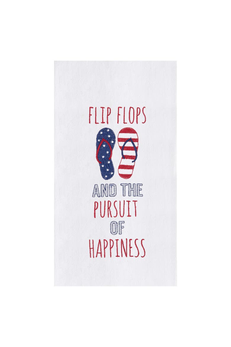 Flip Flops & The Pursuit Of Happiness Flour Sack Cotton Kitchen Towel, Main, color, White
