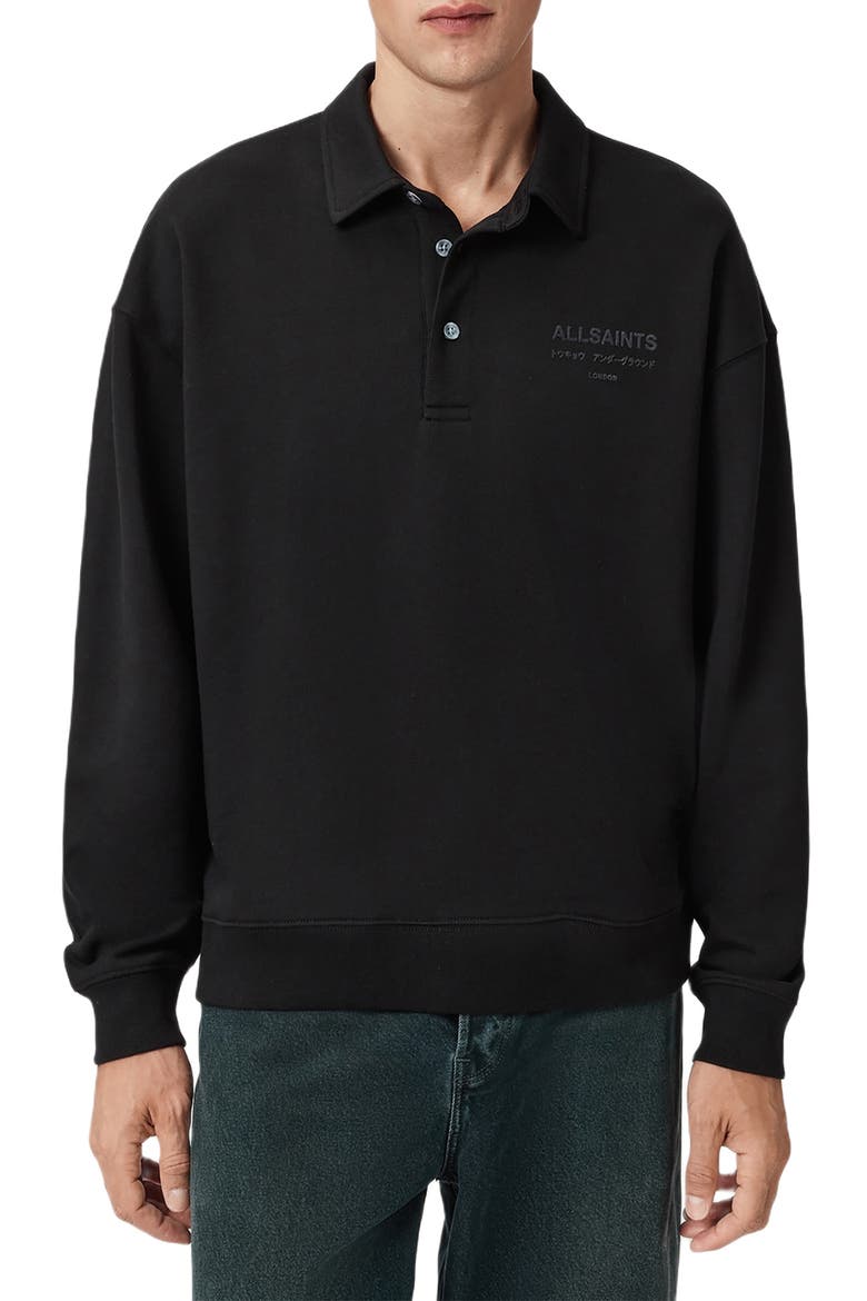 Xander Logo Graphic Polo Sweatshirt, Main, color, JET BLACK