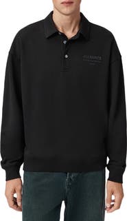 AllSaints Xander Logo Graphic Polo Sweatshirt