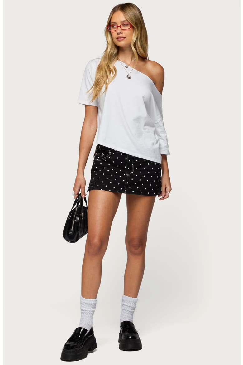 Freada Polka Dot Denim Miniskort, Alternate, color, BLACK-AND-WHITE