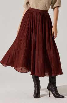 ASTR the Label Salome Pleated A-Line Midi Skirt