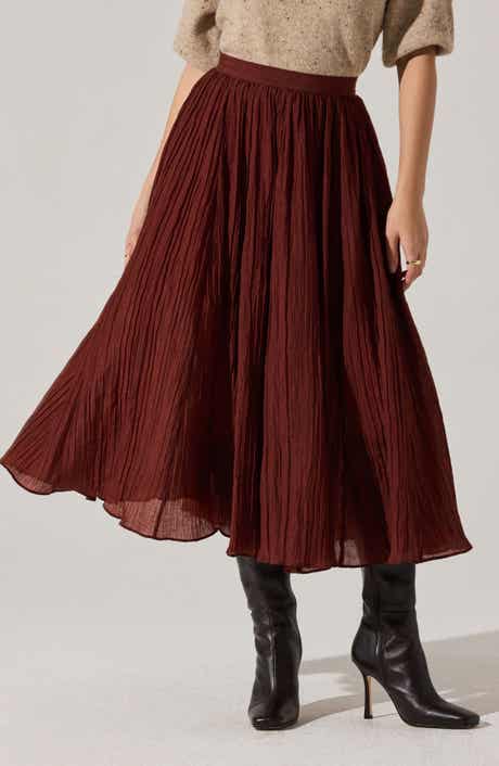 ASTR the Label Salome Pleated A-Line Midi Skirt