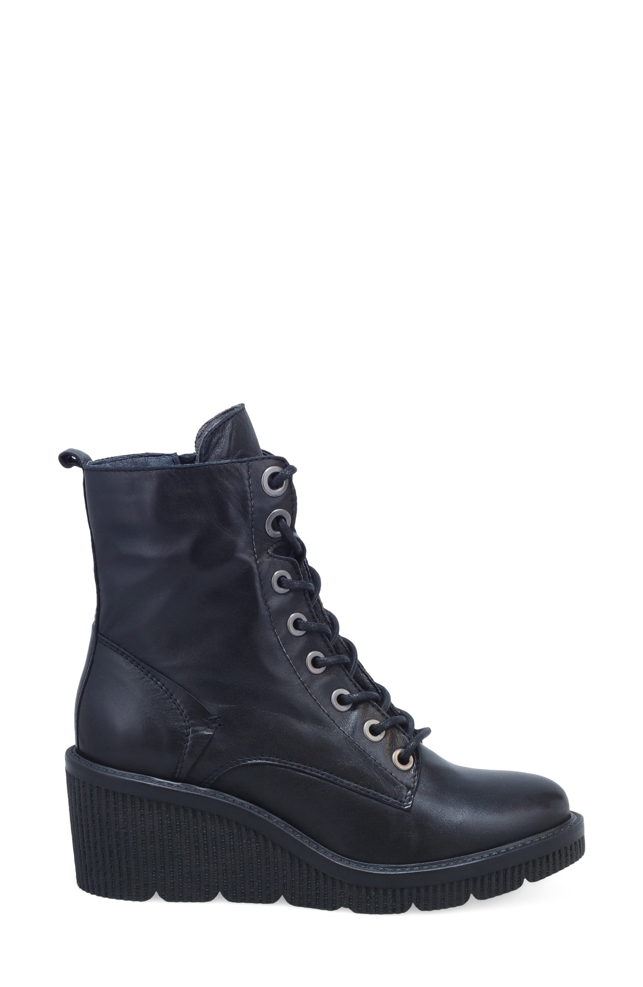 Adrienn Leather Wedge Bootie, Alternate, color, BLACK