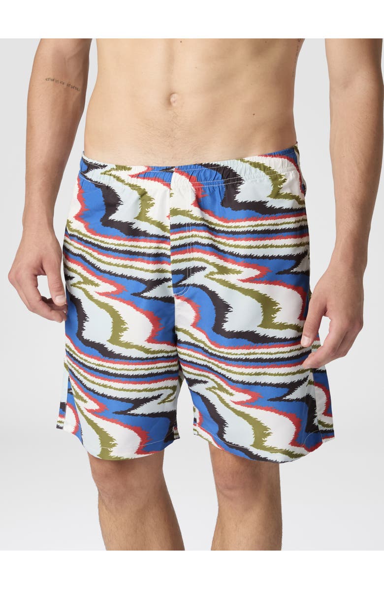 UM Long Swim Shorts With Irregular Zigzag Print, Alternate, color, Multicoloured