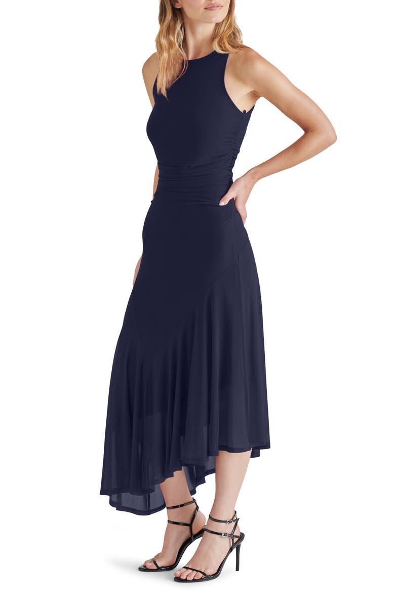 Laney Asymmetric Mesh Dress, Alternate, color, MARINE