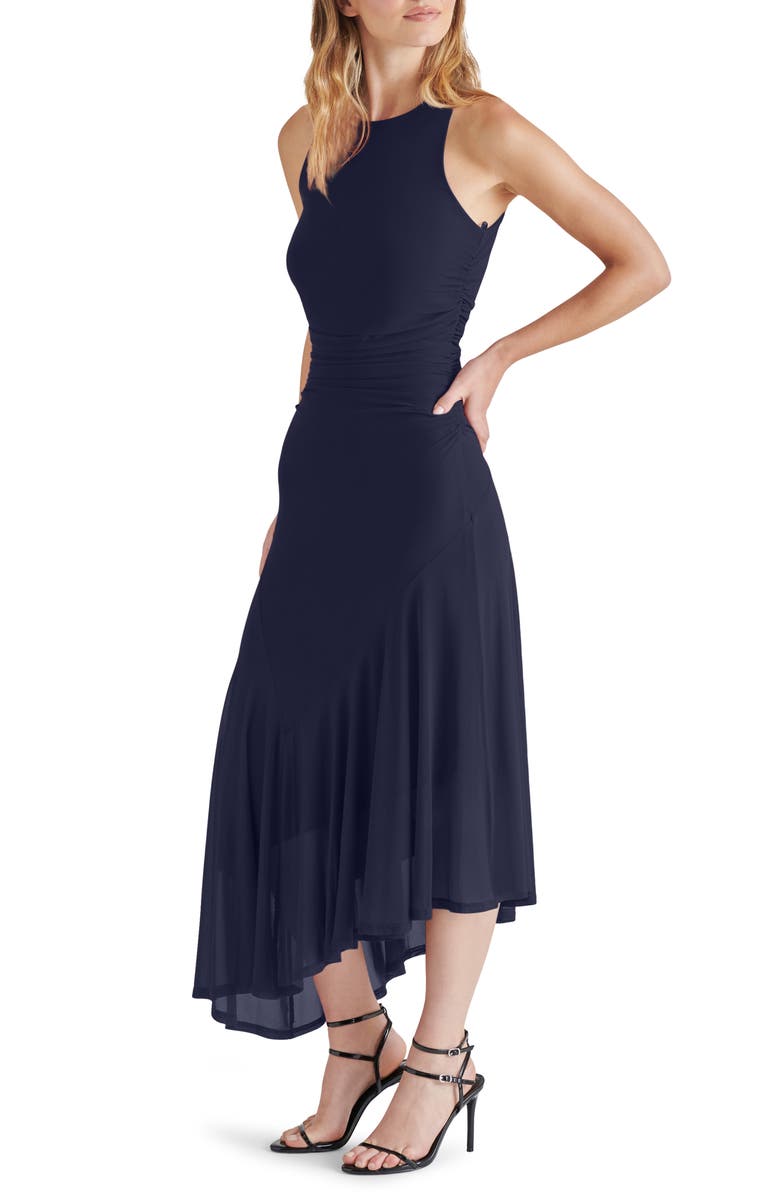 Steve Madden Laney Asymmetric Mesh Dress, Alternate, color, Marine