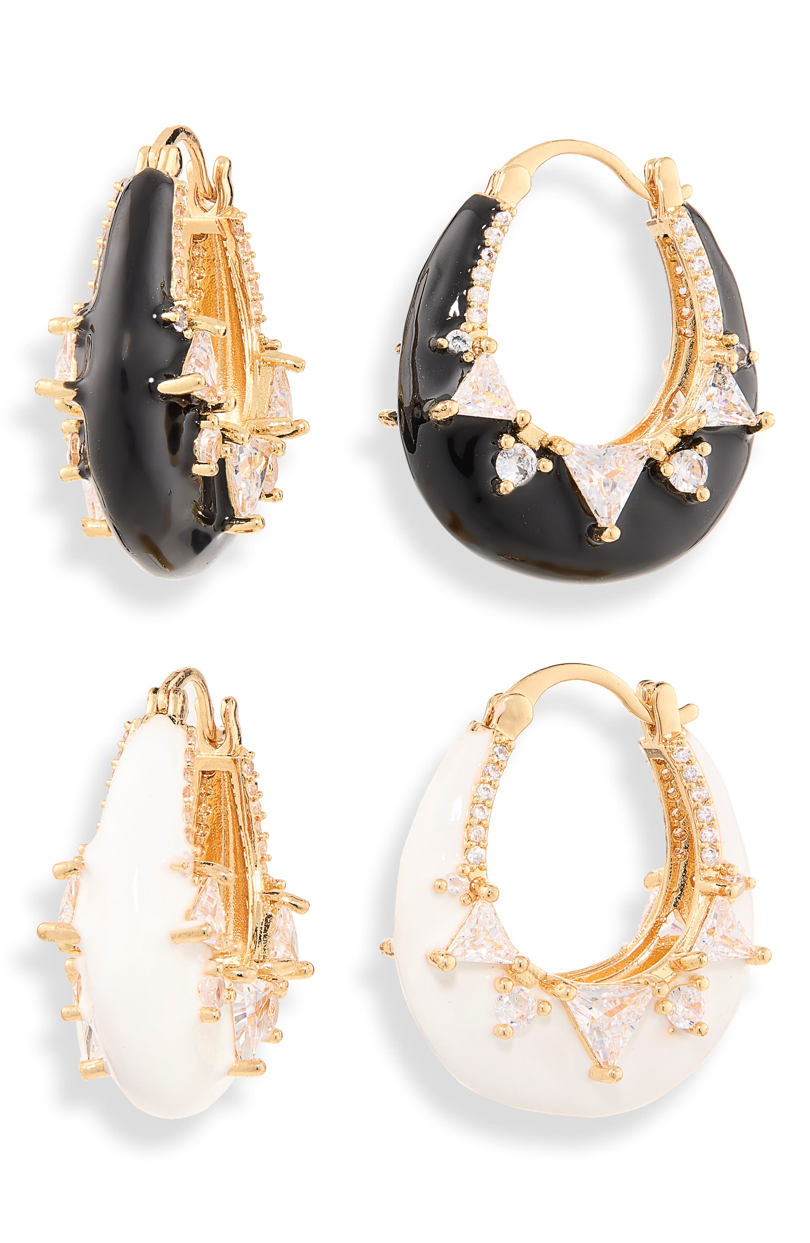 Set of 2 Zircon Hoop Earrings