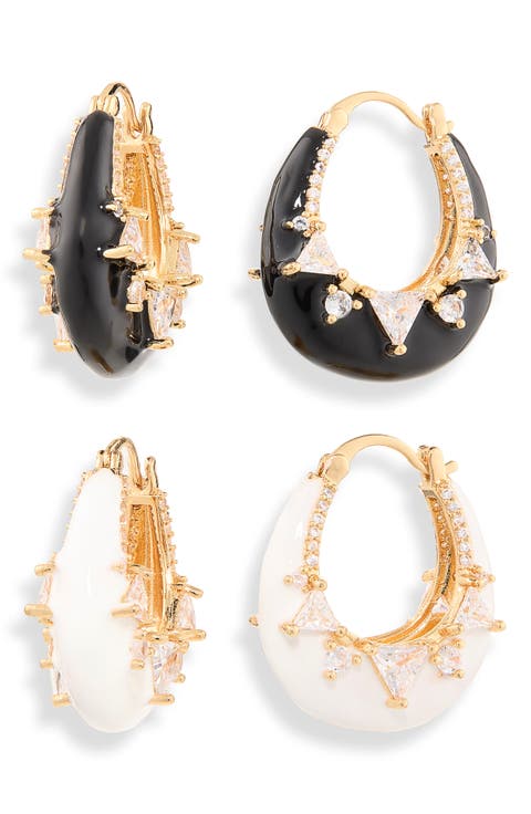 Set of 2 Zircon Hoop Earrings