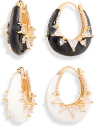 NATASHA Set of 2 Zircon Hoop Earrings