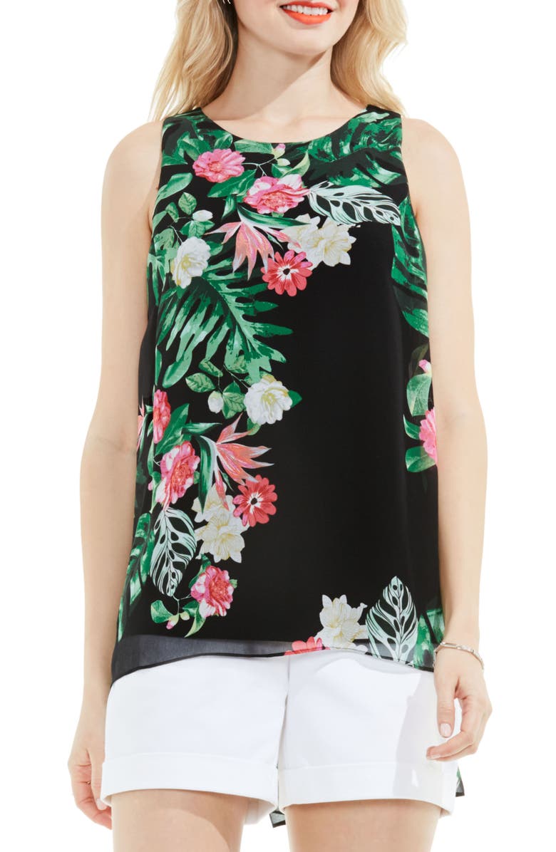 Vince Camuto Havana Tropical High/Low Blouse, Main, color, 