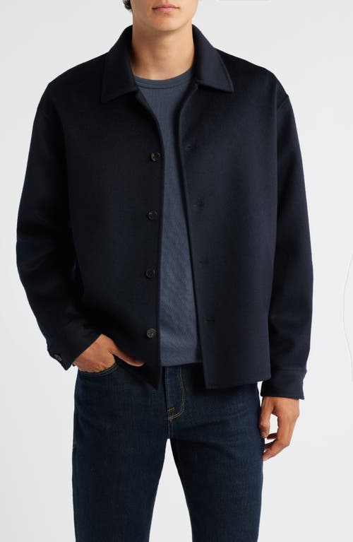 Frame Double Face Wool Shirt Jacket In Blue
