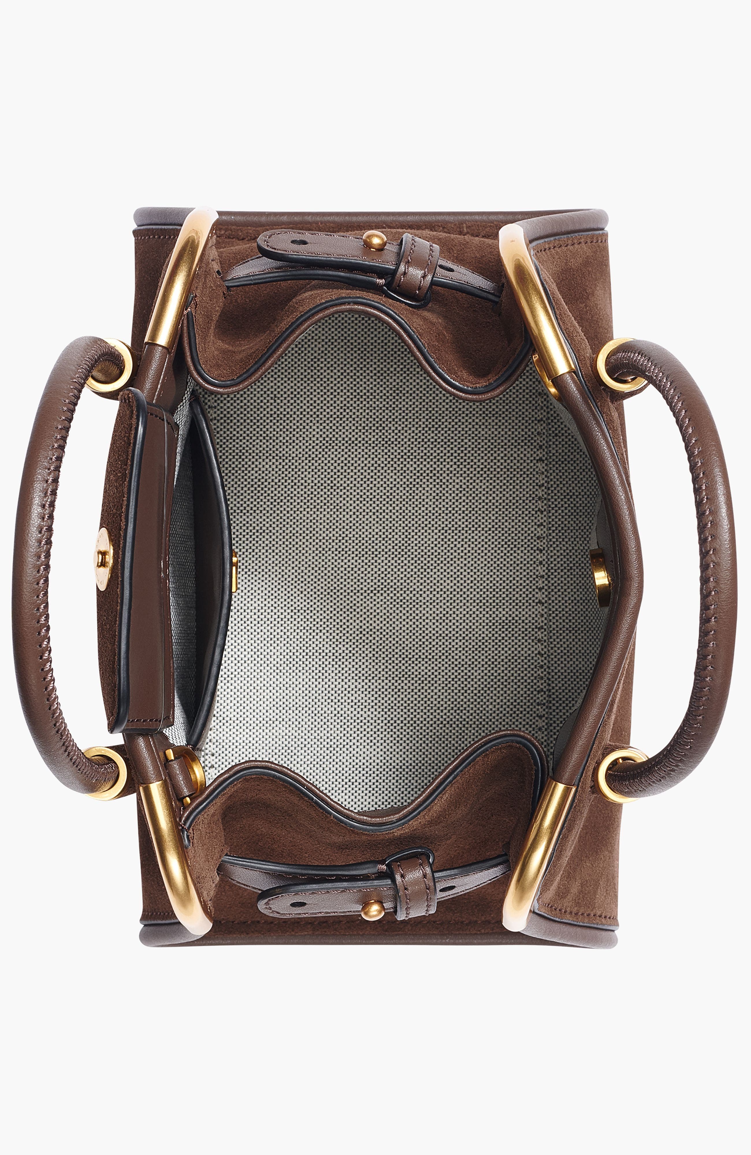 Donna Karan New York Satin Suede Mini Satchel, Alternate, color, Chocolate