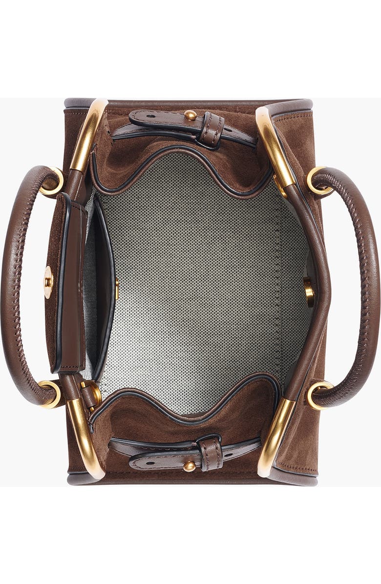 Donna Karan New York Satin Suede Mini Satchel, Alternate, color, Chocolate