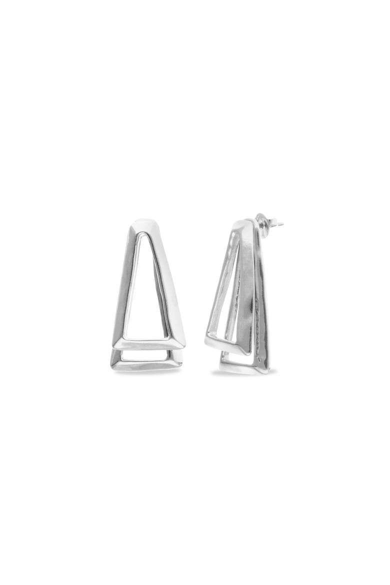 Silver-tone Open Triangle Stud Earrings, Main, color, Silver