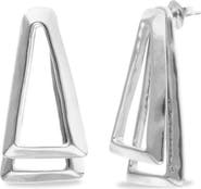 UNODE50 Silver-tone Open Triangle Stud Earrings