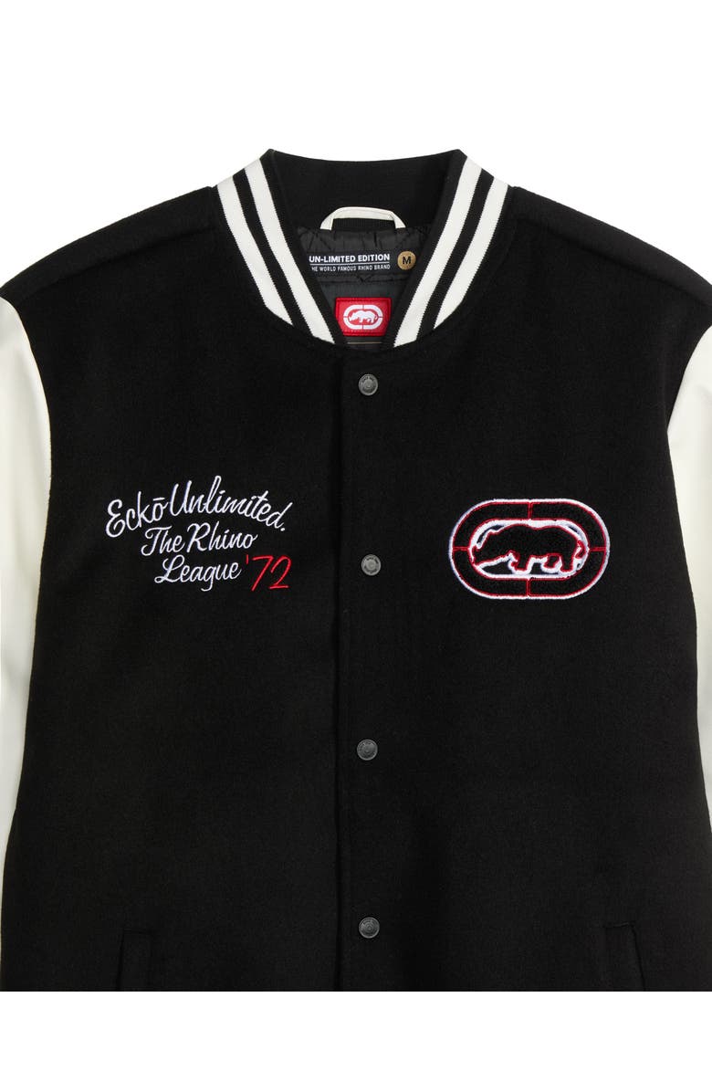Ecko Unltd. Rhino League Division Varsity Jacket, Alternate, color, Black