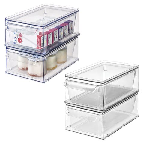 Stackable Kitchen Storage Drawer for Fridge, Pantry, Under-Sink, or Cabinet - Set of 4 - Clear