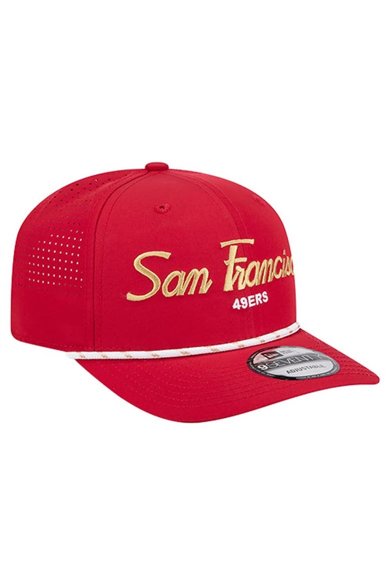 Men's New Era Scarlet San Francisco 49ers Script 9SEVENTY Adjustable Hat, Alternate, color, Scarlet