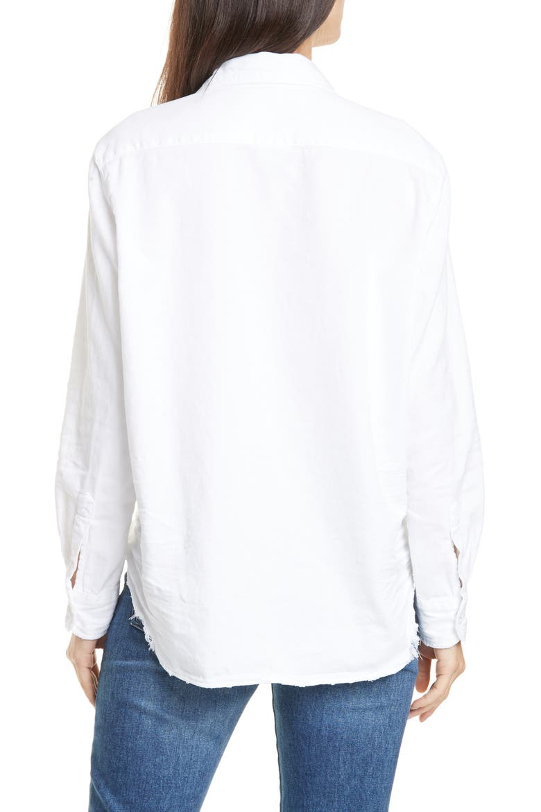 Eileen Relaxed Button-Up Shirt, Alternate, color, WHITE TATTERED WASH DENIM