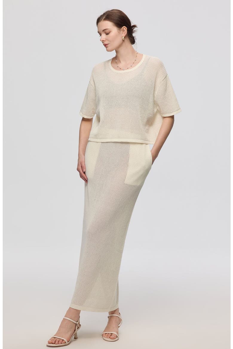 Marina Crochet Tee, Alternate, color, Creamy White