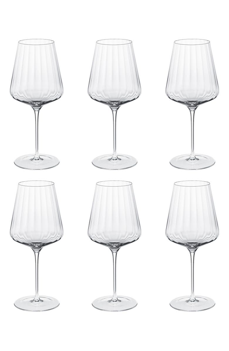 Georg Jensen Set of 6 Bern Crystal Red Wine Glasses, Alternate, color, Clear