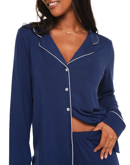 Adore Me Matilda Long Sleeve Top & Pants Pajama Set In Blue