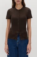 PER UNA BY M&S Rib Short Sleeve Button-Up Top