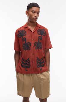 Topman Oversize Floral Appliqué Camp Shirt