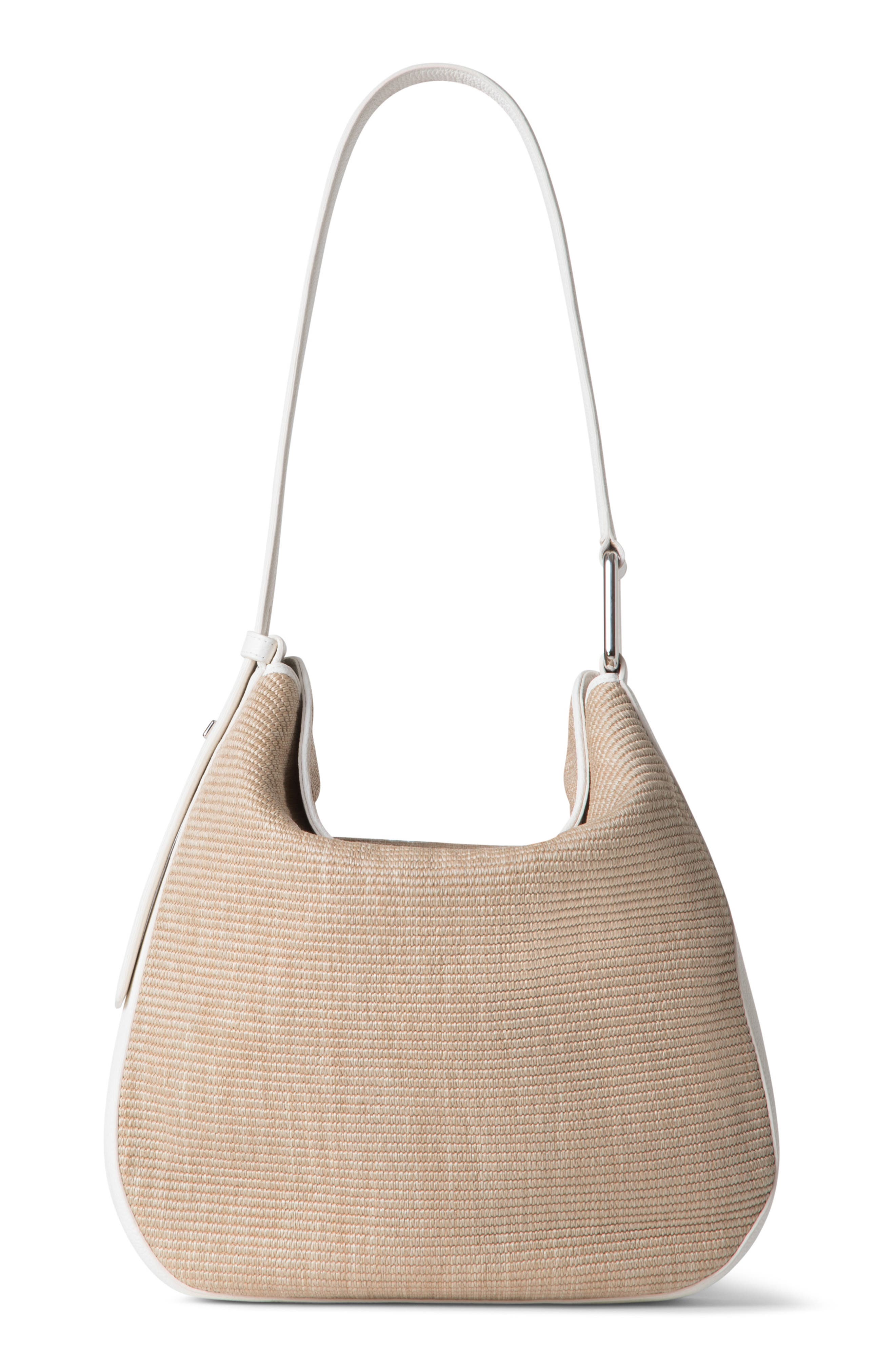 Akris Medium Anna Raffia Hobo Bag, Main, color, Nature/ White