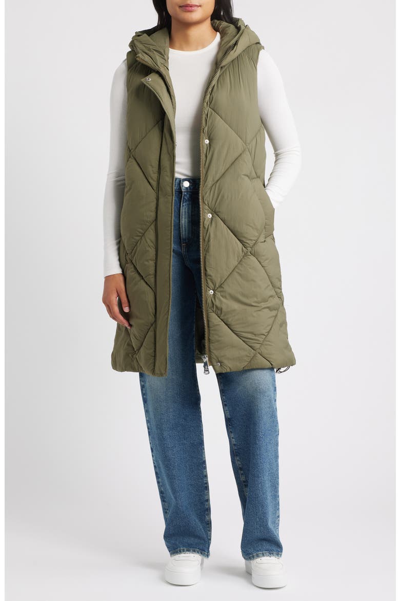 Quilted Hooded Puffer Vest, Main, color, LODEN