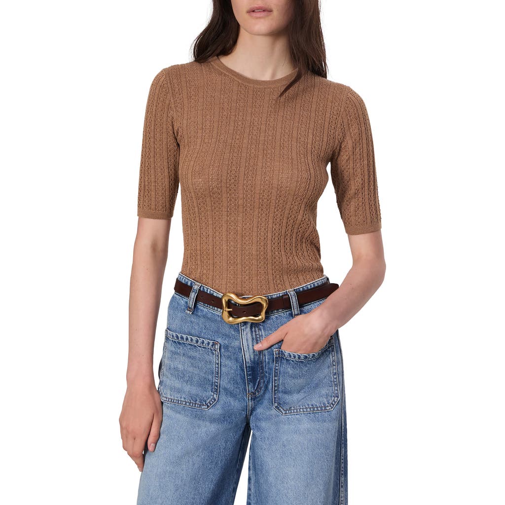 Rag & Bone Tina Short Sleeve Merino Wool Sweater In Brown