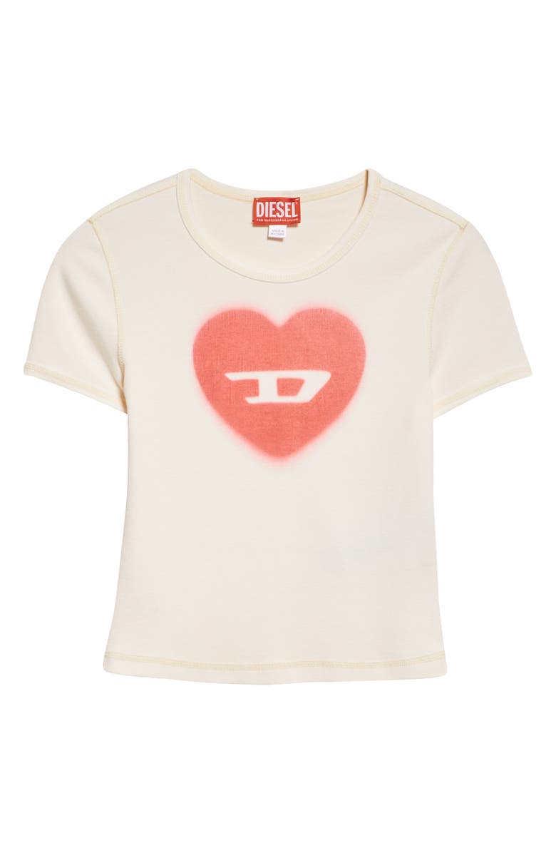DIESEL<sup>®</sup> Heart Logo Rib Graphic T-Shirt, Alternate, color, Vanila