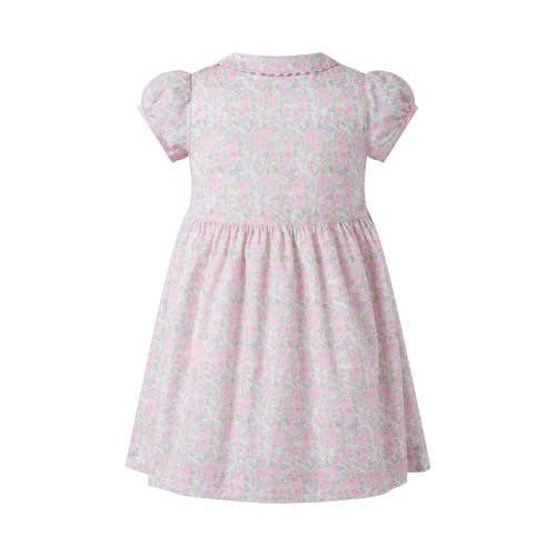 Rachel Riley Girl's Ditsy Smocked Button-front Dress And Bloomers Set In Pink
