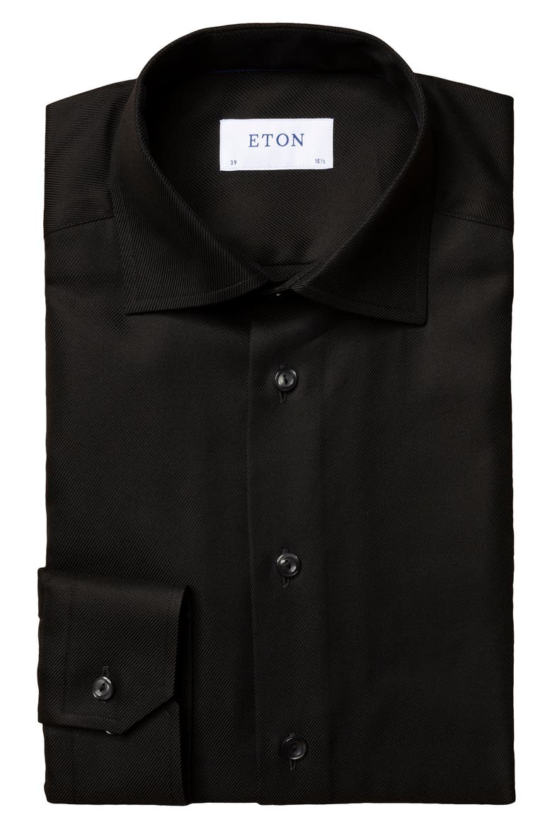 Contemporary Fit Diagonal Weave Dress Shirt, Alternate, color, BLACK