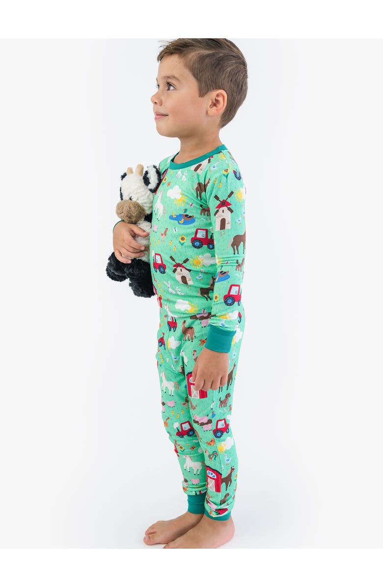 RuffleButts SoftSnooze Long Sleeve Pajama Set, Alternate, color, Farm Friends