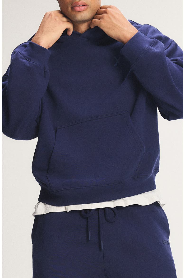 Fleece Hoodie, Main, color, DARK AND STORMY BLUE