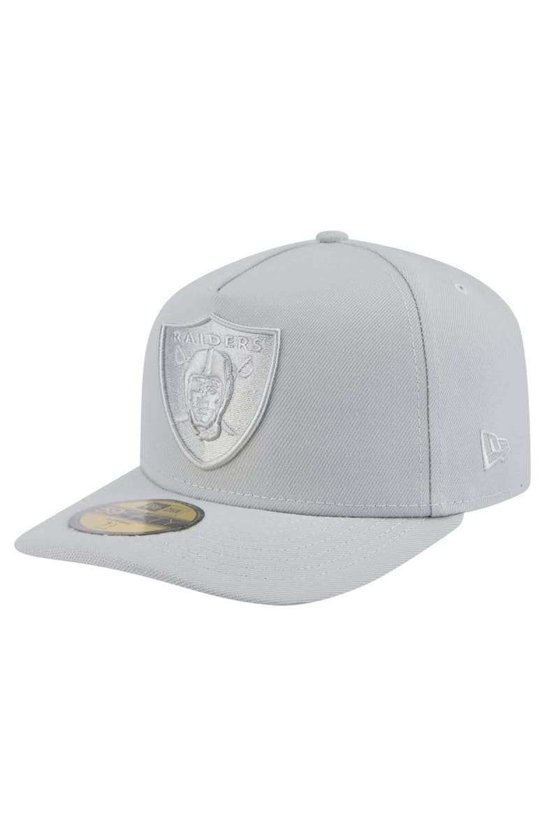 New Era Men's New Era Gray Las Vegas Raiders Color Pack A-Frame 59FIFTY Fitted Hat, Main, color, 