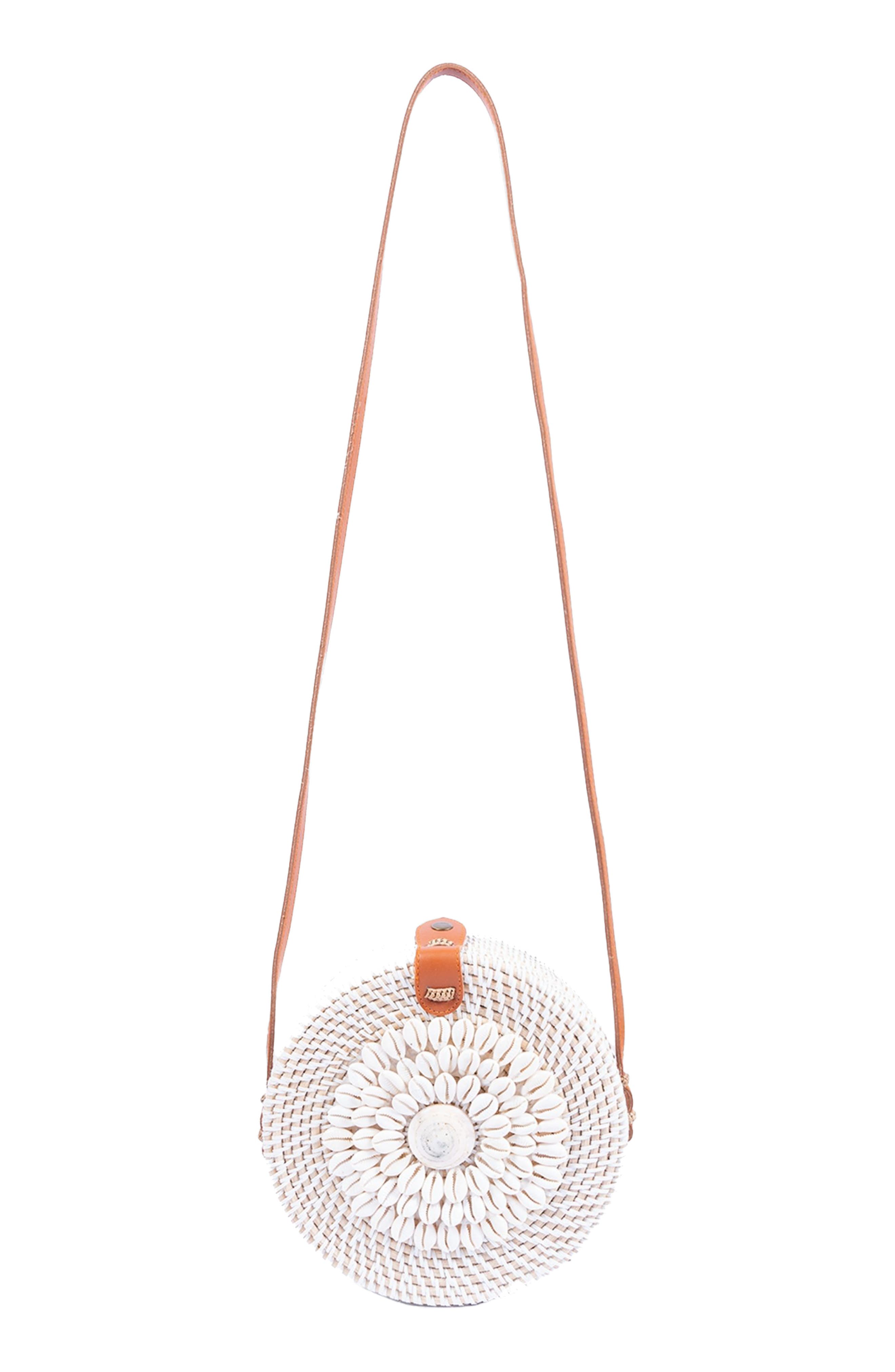 Jelavu Ata Kauri Rattan Canteen Crossbody Bag, Main, color, White
