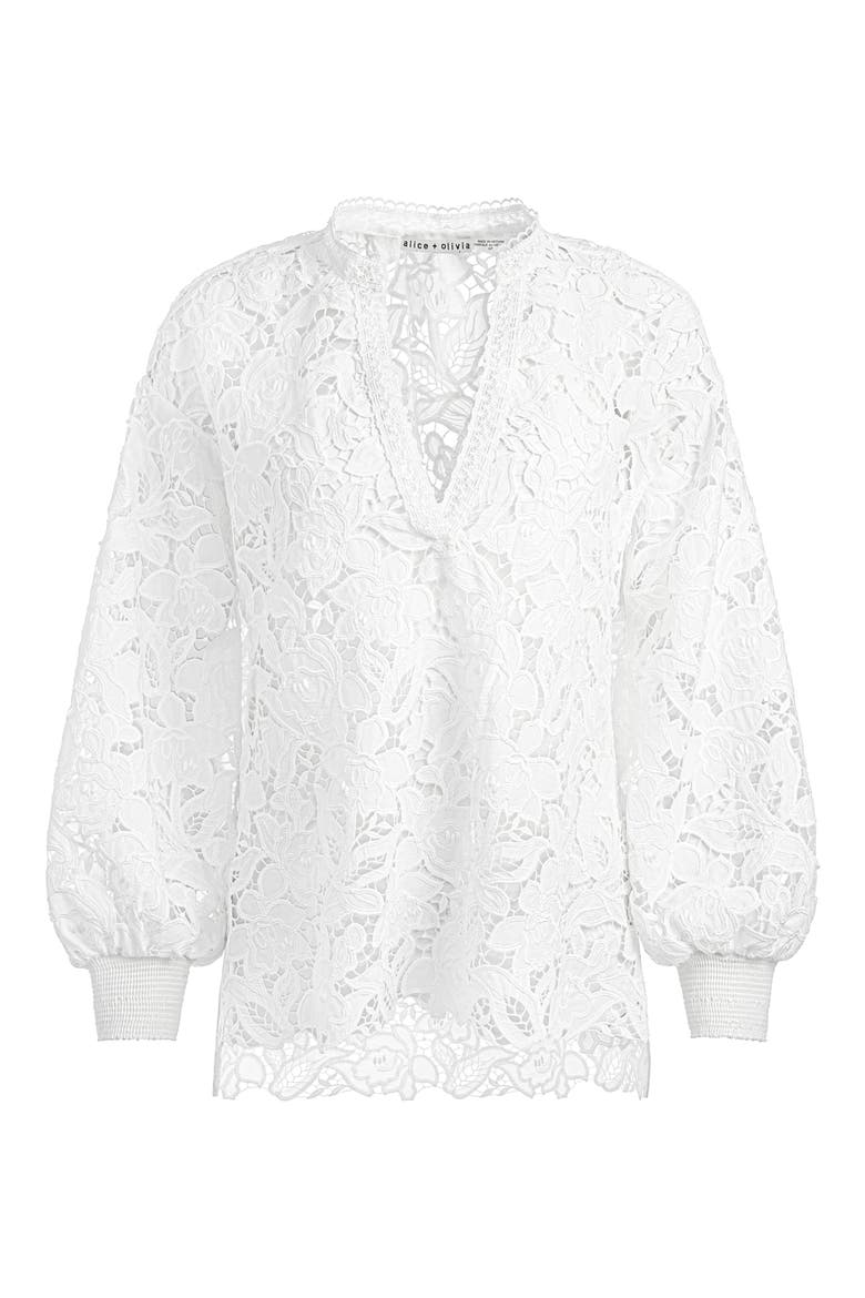 Aislyn Floral Lace Shirt, Alternate, color, OFF WHITE