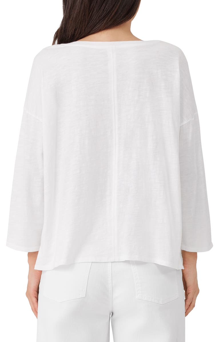 Eileen Fisher Organic Cotton Slub Jersey Boxy Top, Alternate, color, White