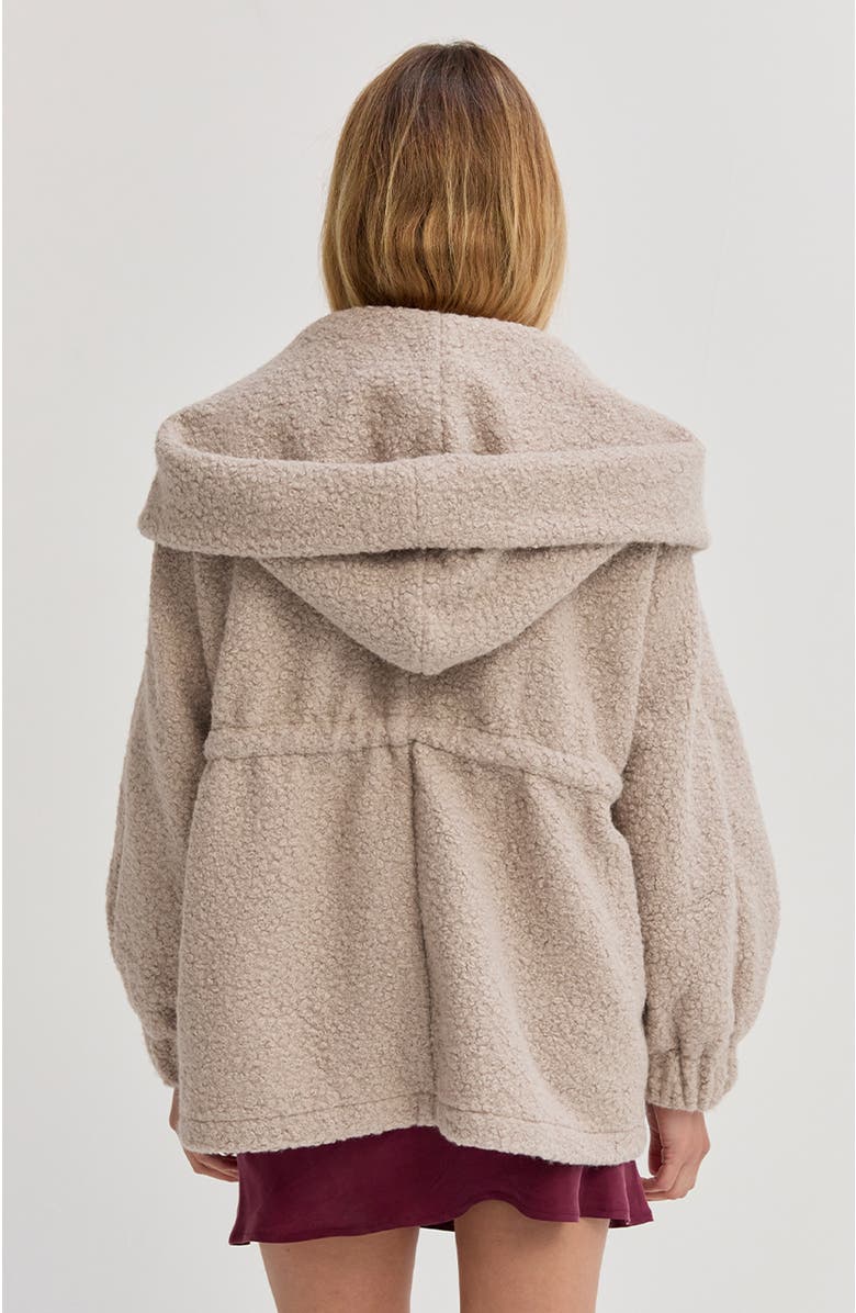 CRESCENT Cinched Waist Hooded Boucle Jacket, Alternate, color, Stone