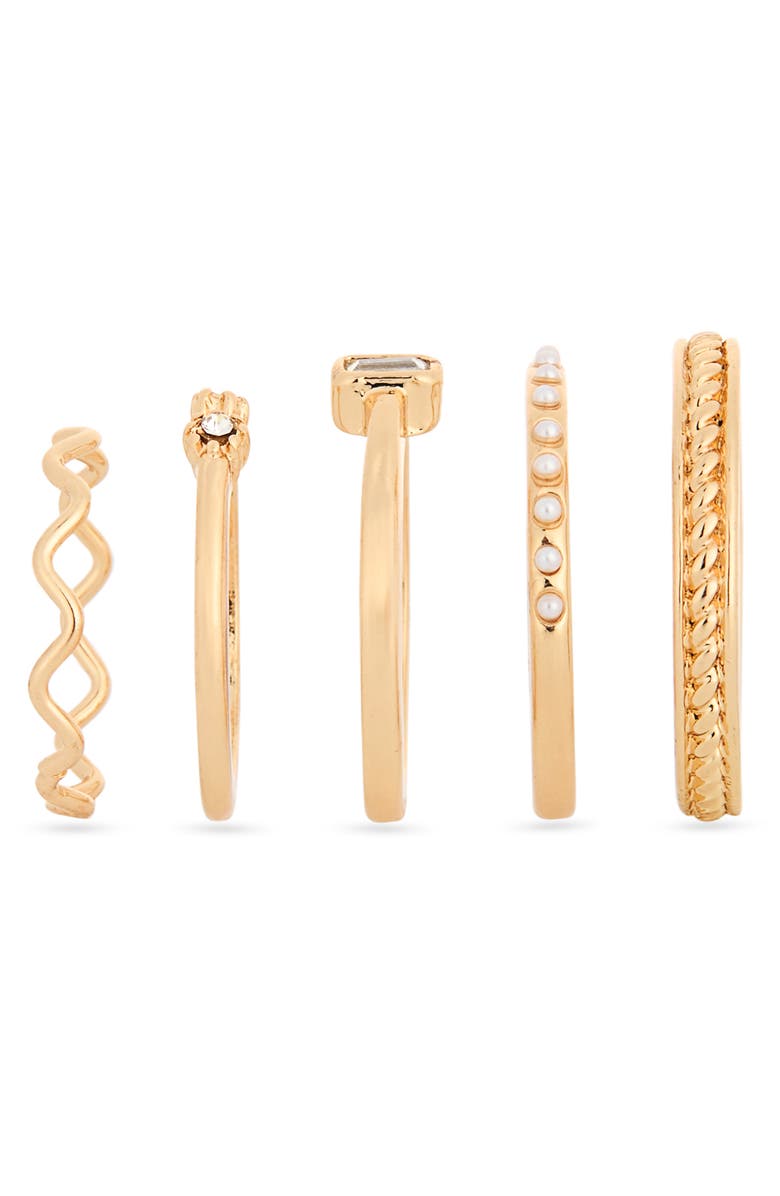 BP. Pretty 5-Ring Set, Alternate, color, Gold Crystal