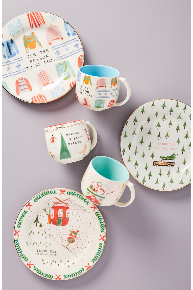 Anthropologie Mr. Boddington Merry Dessert Plate, Alternate, color, SANTA