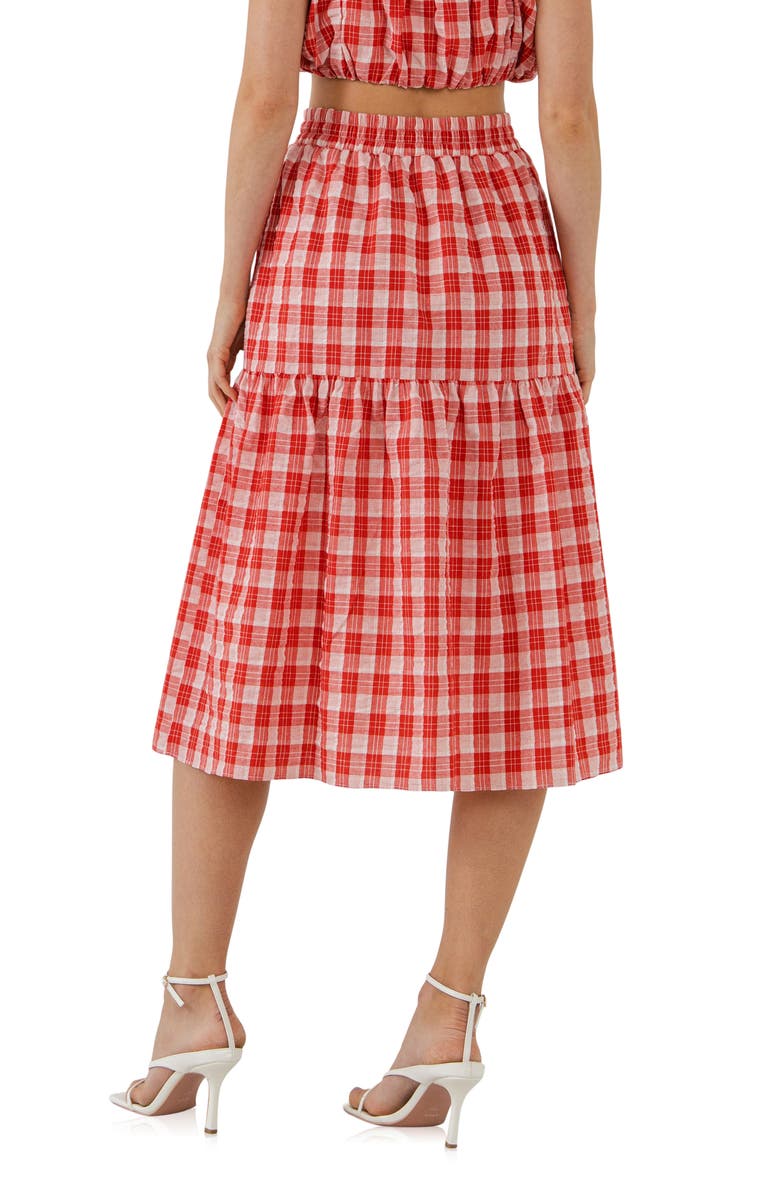 English Factory Plaid Cotton Midi Skirt, Alternate, color, 