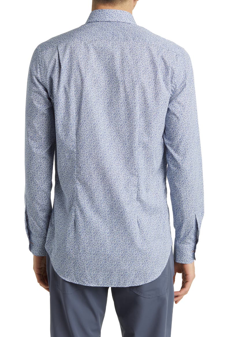 Tailored Fit Floral Cotton Dress Shirt, Alternate, color, GREEN-BLUE
