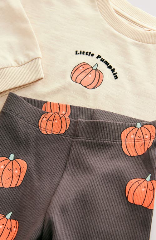 Next Kids' Pumpkin Long Sleeve T-shirt & Leggings Set In Neutral