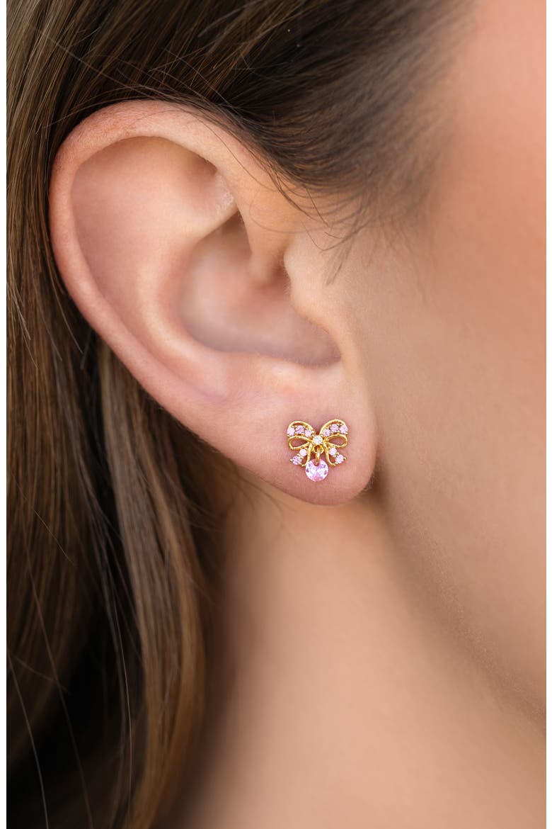 Love Knot Bow Stud Earrings, Alternate, color, GOLD